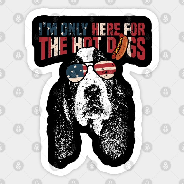 I'm only here for the hot dogs Sticker by Madfido